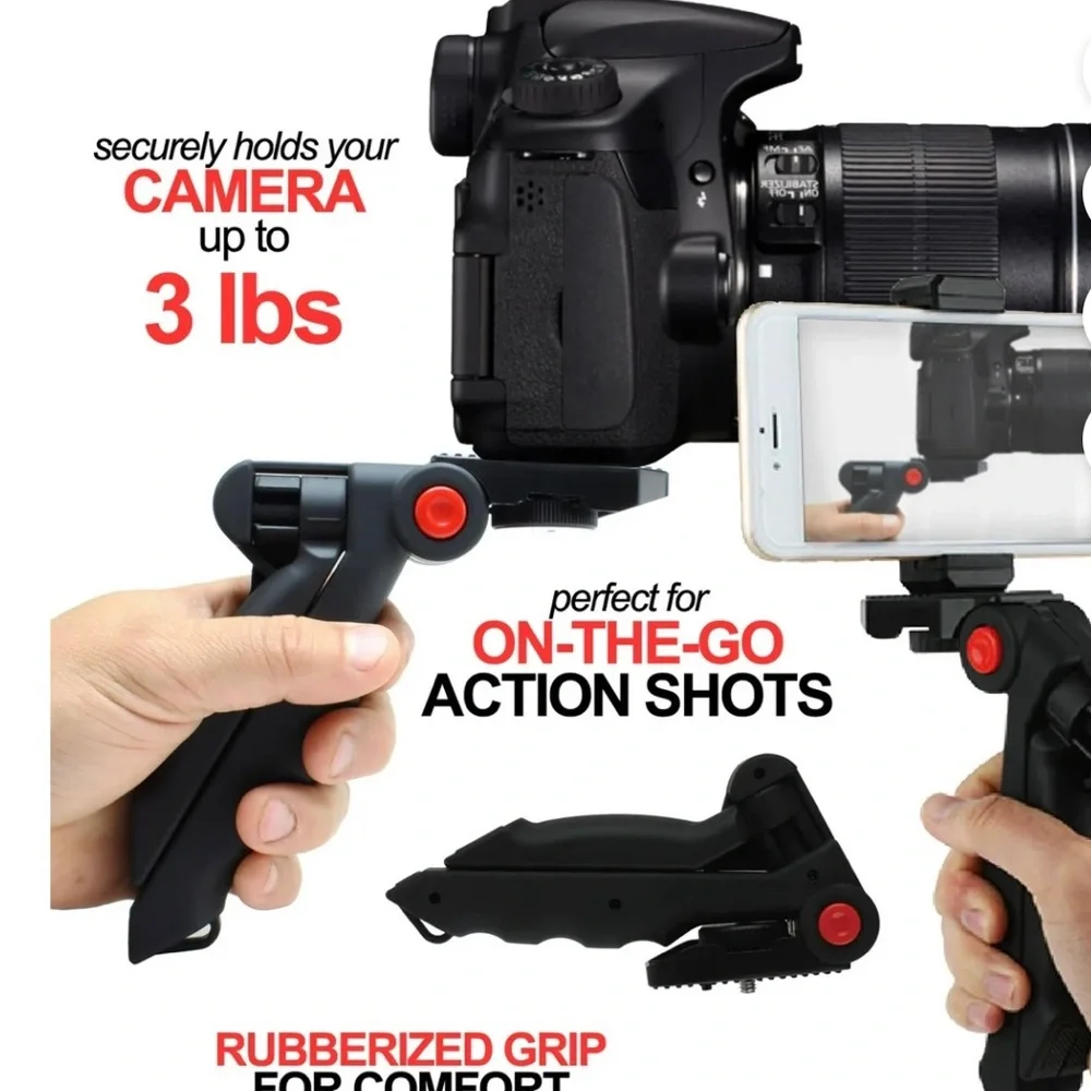 Vivitar Pistol Grip portable mini tabletop Tripod with smartphone holder black
